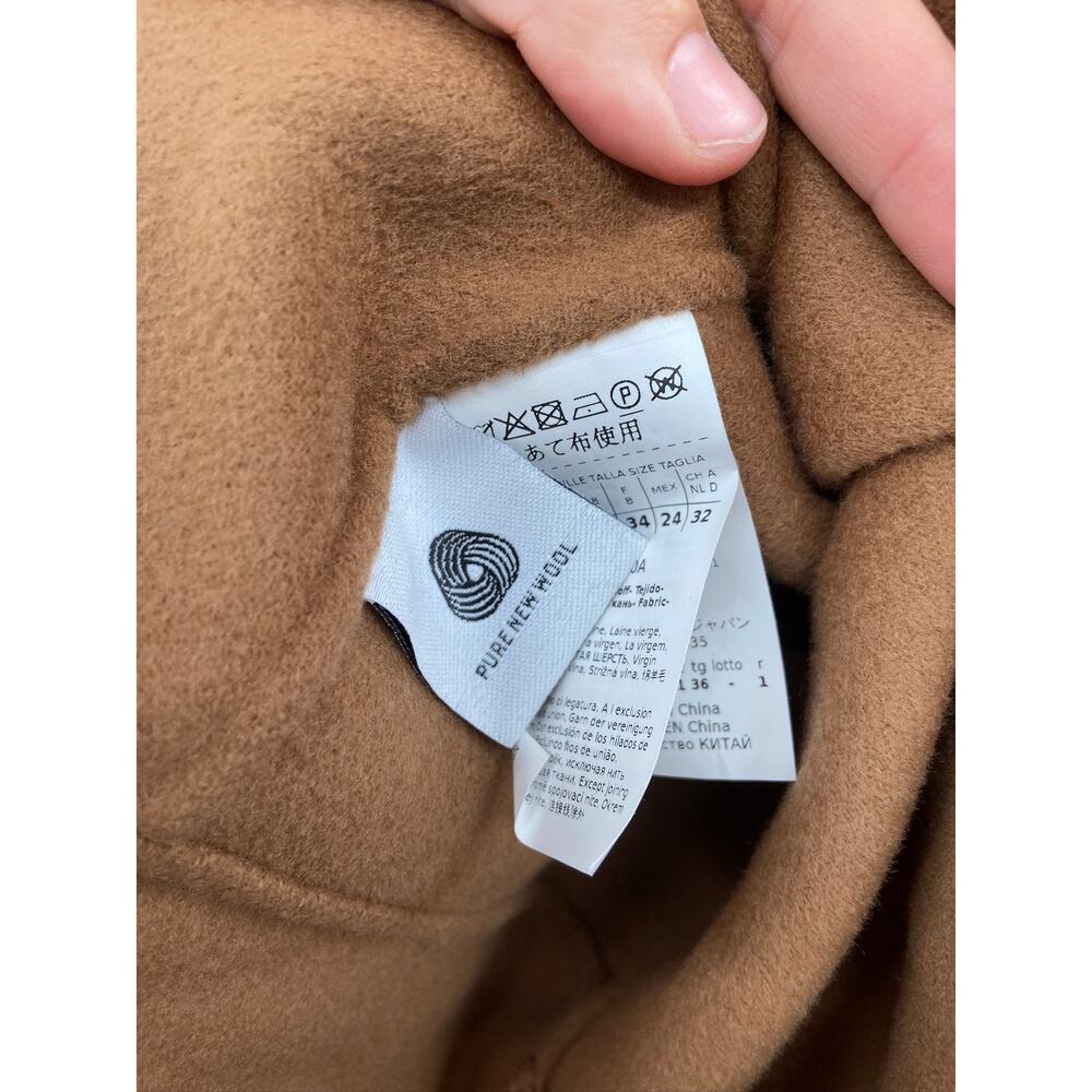 'S Max Mara Free Camel Brown Wool Belted Tie Waist Coat Size‎ 2 NWT - Picture 6 of 9
